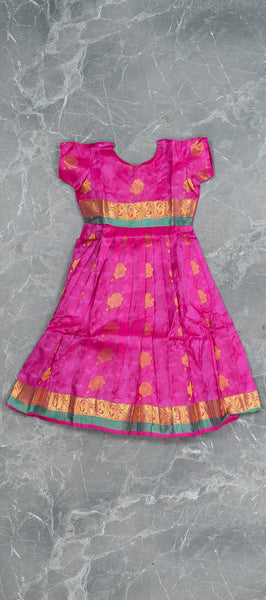 Candy Pink Pattu Pavadai for Kids