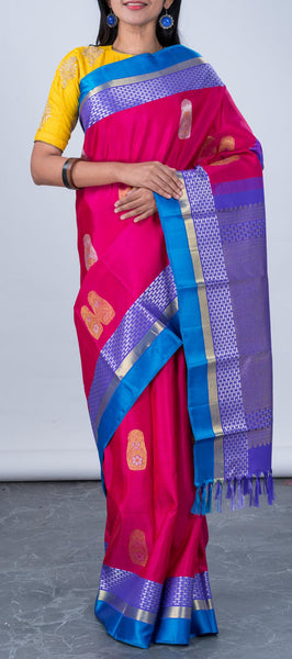 Candy Pink Kanchipuram Silk Saree