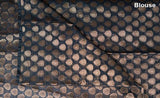 Black Blouse Material with Zari Jacquard Patterns