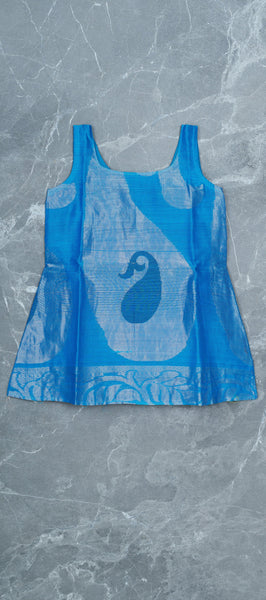 Navy Blue Silk Cotton Kids Gown