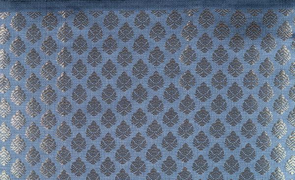 Grey Blouse Material with Zari Jacquard Patterns