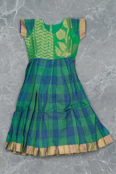Parrot Green Kids Gown in Silk Cotton