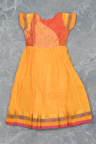 Orange Kids Gown in Silk Cotton