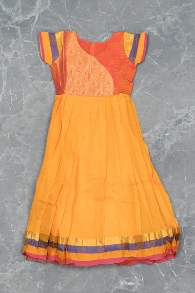 Orange Kids Gown in Silk Cotton