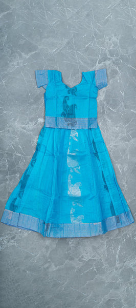 Sky Blue Silk Cotton Paavadai