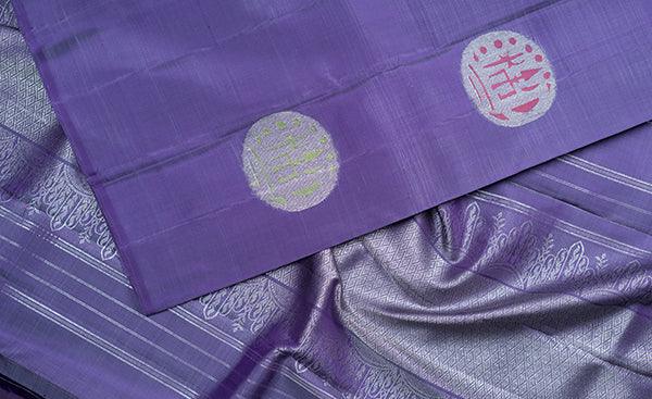 Purple borderless kanchipuram silk saree