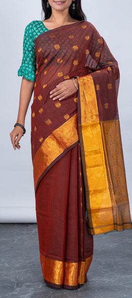 Maroon Traditional Cotton Saree