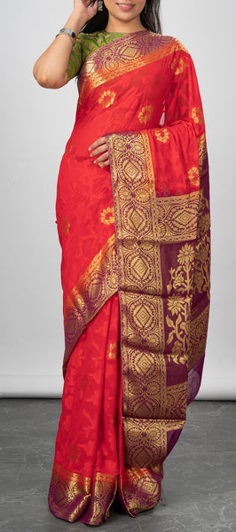 Dark Pink Semi Tussar Saree