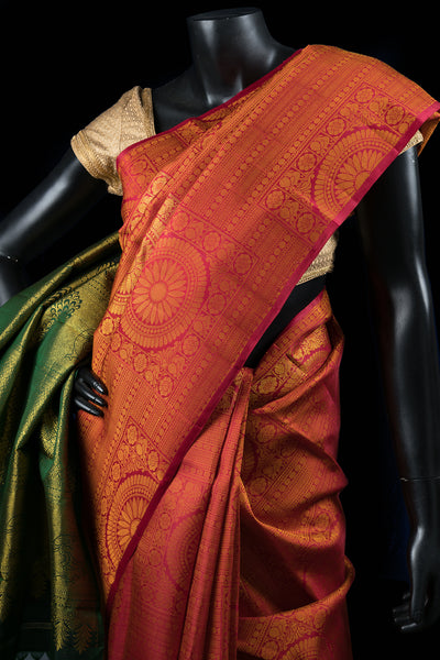 PALAM SILKS | Simple Silk Sarees | Brick Red Kanchipuram Silk Saree