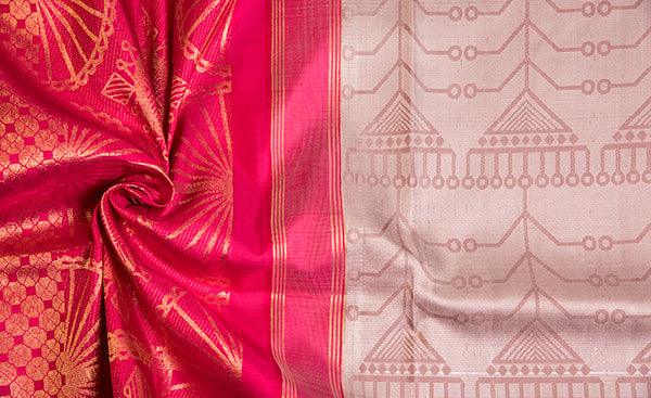 Folklore Handloom Silk Saree in Threadwork
