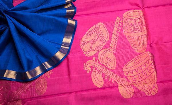 Royal blue Kanhipuram silk Saree