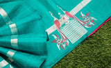Teal Blue Kanchipuram Silk Saree