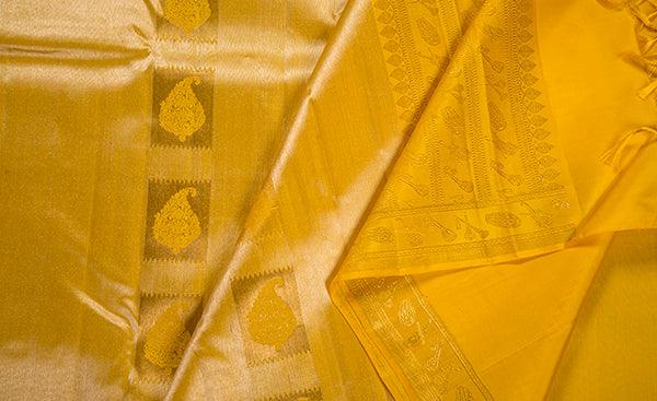 Mustard Pure Kanchipuram Handloom Silk Saree