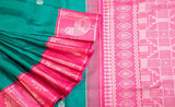 Green & Pink Pure Kanchipuram Handloom Silk Saree