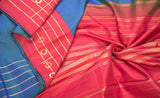 Blue & Red Pure Kanchipuram Handloom Silk Saree