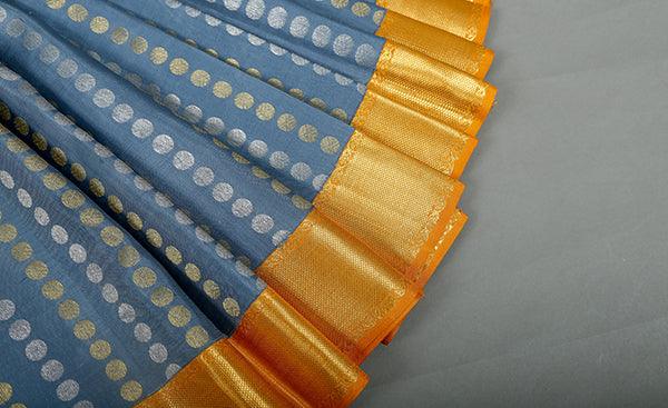 A Grey Bridal Kanchipuram Silk Saree