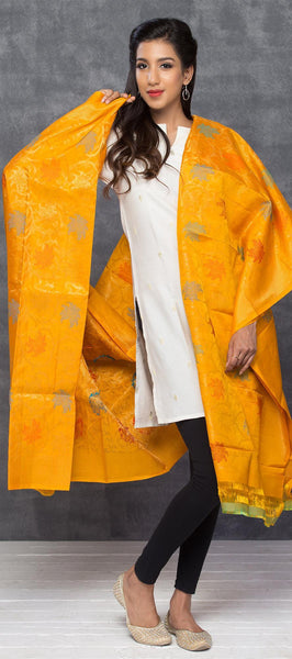 Mango Yellow Kora Silk Dupatta