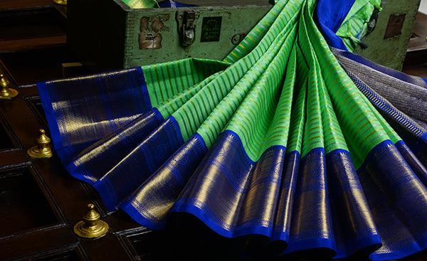 Neon Green Pure Kanchipuram Handloom Silk Saree