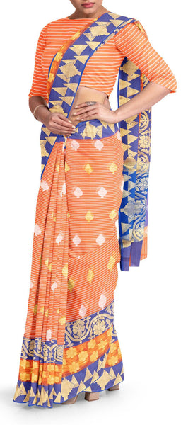 Peach Semi Silk Cotton Saree