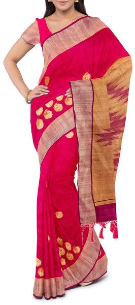 Candy Pink Semi Jute Saree