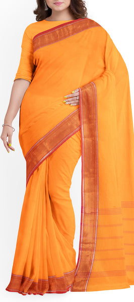 Orange Cotton Saree