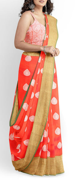Orange Semi Tussar Saree