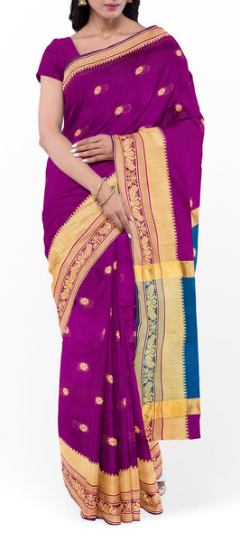 Purple Semi Tussar Saree