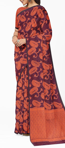 Maroon Semi Silk Cotton Saree