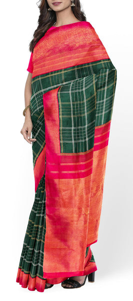 Dark Green Kanchipuram Silk Saree