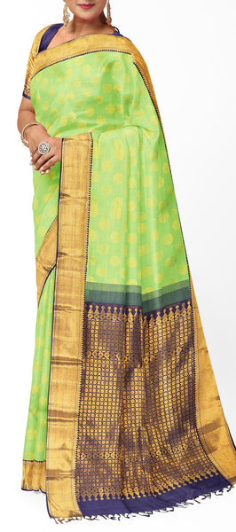 Neon Green Traditional Kanchipuram Silk Saree