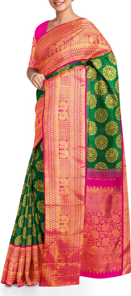 Dark Green Traditional Kanchipuram Silk Saree