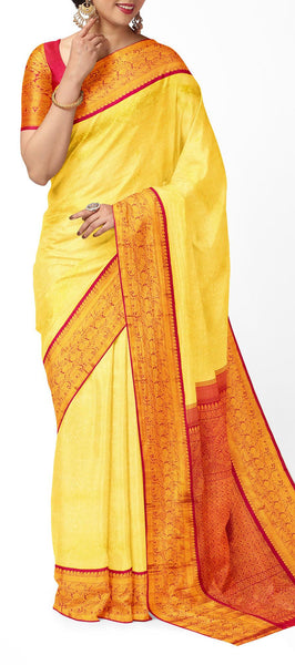 Neon Yellow Kanchipuram Silk Saree