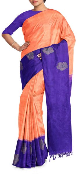 Peach Handloom Kanchipuram Silk Saree