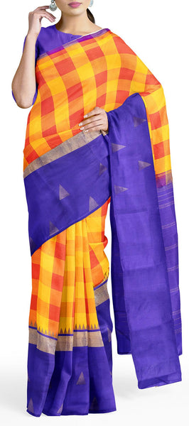 Yellow & Orange Kanchipuram Silk Saree