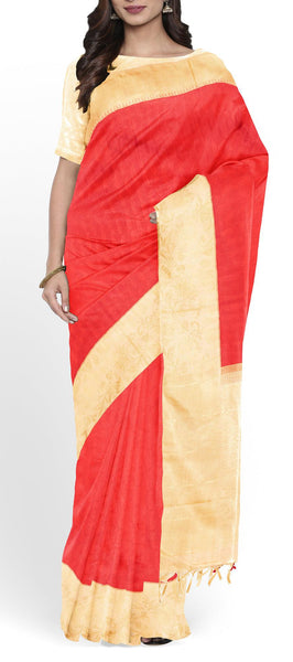 Red handloom Kanchipuram Silk Saree