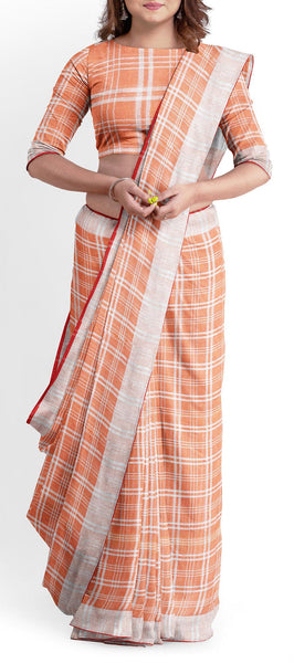 Peach Linen Saree